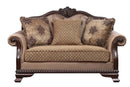 Chateau De Ville 69" Loveseat w/3 Pillows, Fabric & Espresso Finish Acme