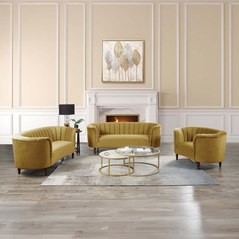 Millephri 71" Loveseat, Olive Yellow Velvet Acme