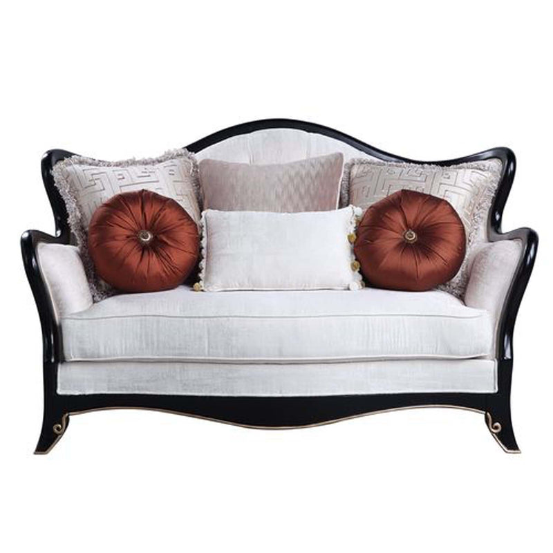 Nurmive 66" Loveseat w/6 Pillows, Beige Fabric Acme