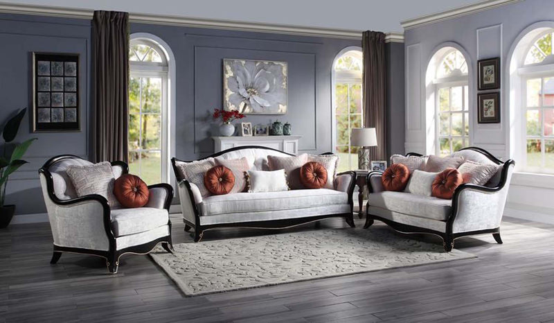 Nurmive 66" Loveseat w/6 Pillows, Beige Fabric Acme