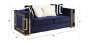 Virrux 80" Loveseat w/4 Pillows, Blue Velvet & Gold Finish Acme