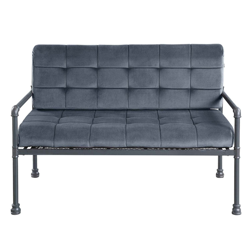 Brantley 51" Loveseat, Gray Velvet & Sandy Gray Finish Acme