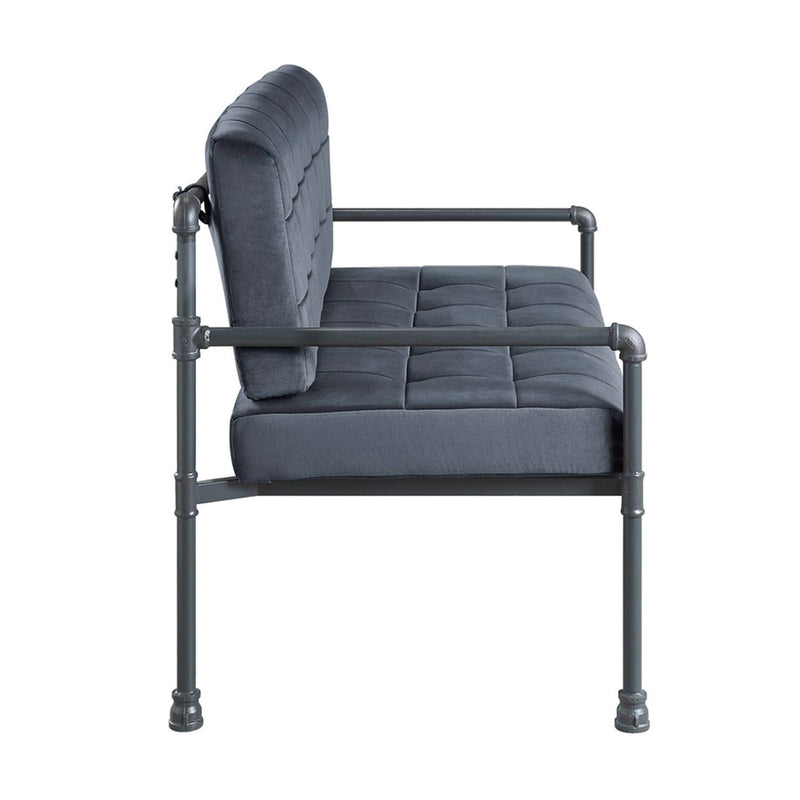 Brantley 51" Loveseat, Gray Velvet & Sandy Gray Finish Acme