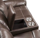 Lydia Motion 80" Loveseat w/USB & Console, Brown Leather Aire Acme