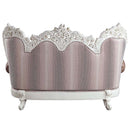 Vanaheim 78" Loveseat w/5 Pillows, Fabric & Antique White Finish Acme