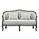 Samael 64" Loveseat w/2 Pillows, Gray Linen & Dark Brown Finish Acme