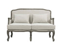 Tania 56" Loveseat w/2 Pillows, Cream Linen & Gray Finish Acme