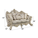 Danae 80" Loveseat w/5 Pillows, Fabric, Champagne & Gold Finish Acme