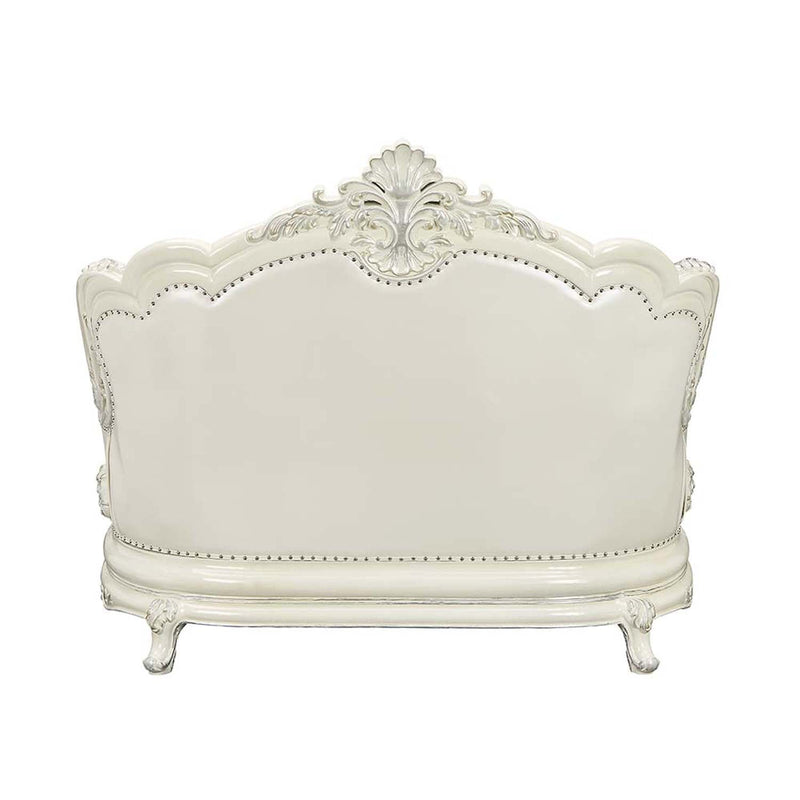Adara 70" Loveseat w/5 Pillows, Pearl White Faux Leather Acme