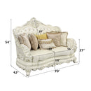 Adara 70" Loveseat w/5 Pillows, Pearl White Faux Leather Acme