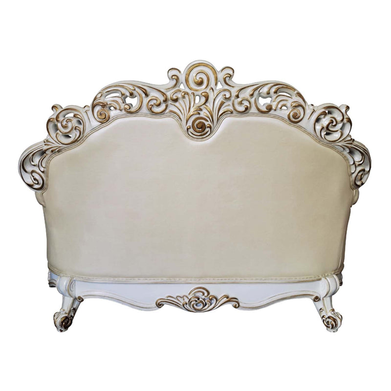 Vendome 70" Loveseat w/3 Pillows, Champagne Faux Leather Acme