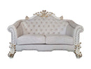Vendome II 66" Loveseat w/4 Pillows, Two Tone Ivory Fabric & Antique Pearl Acme