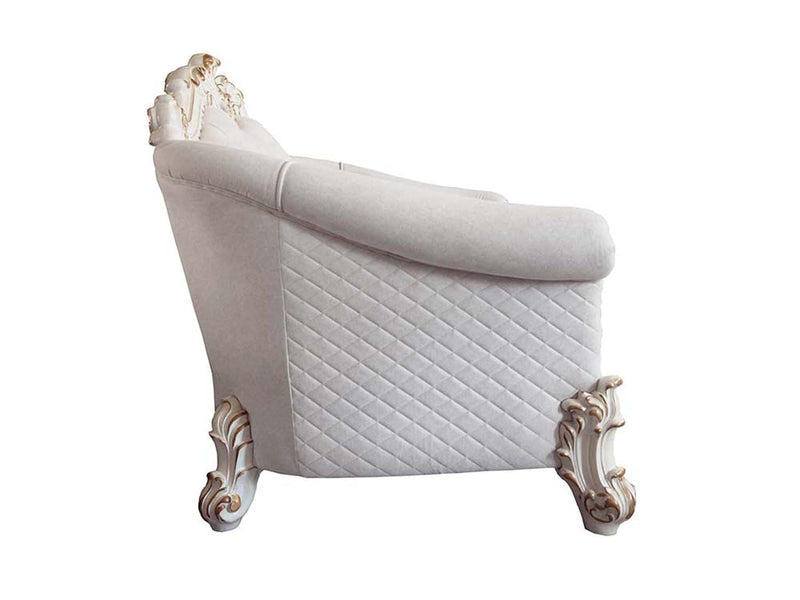 Vendome II 66" Loveseat w/4 Pillows, Two Tone Ivory Fabric & Antique Pearl Acme