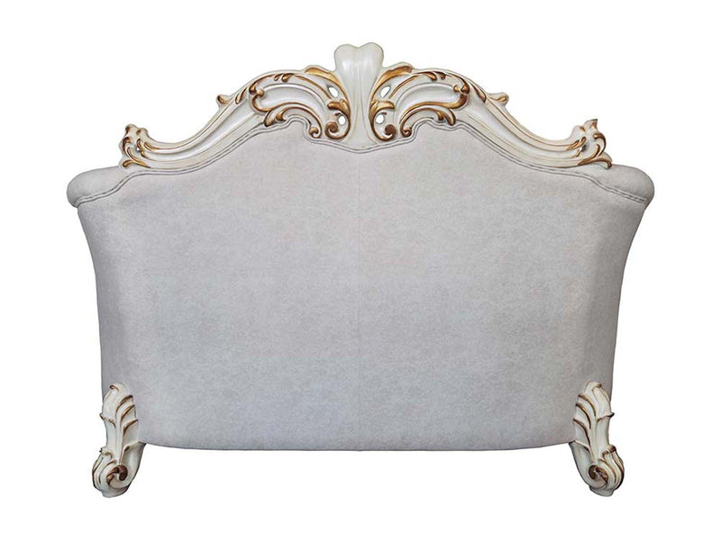 Vendome II 66" Loveseat w/4 Pillows, Two Tone Ivory Fabric & Antique Pearl Acme