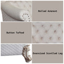 Vendome II 66" Loveseat w/4 Pillows, Two Tone Ivory Fabric & Antique Pearl Acme