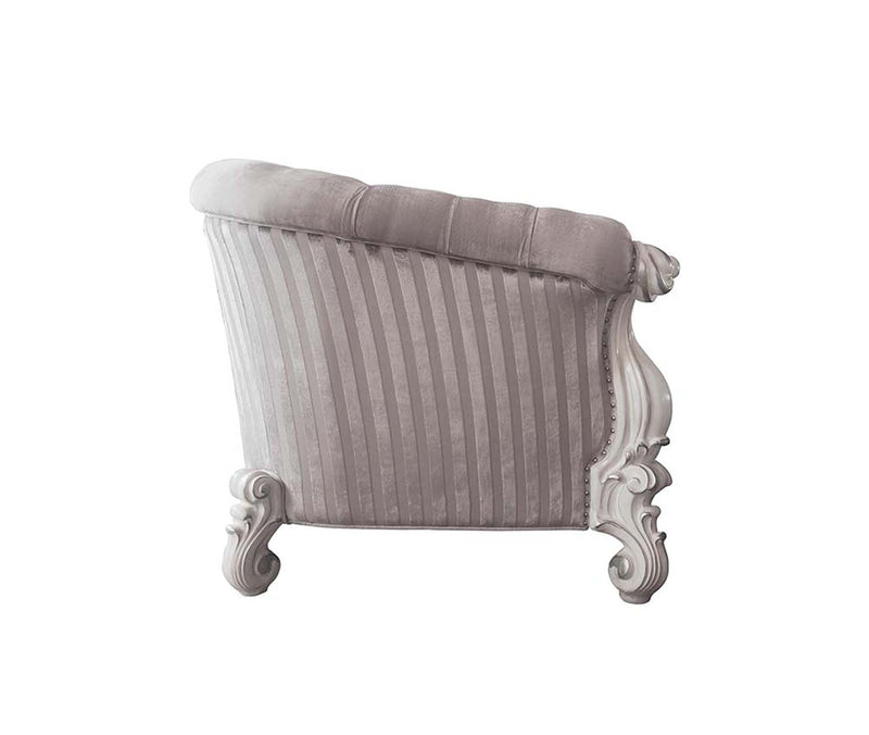 Versailles 76" Loveseat w/5 Pillows, Ivory Fabric & Bone White Finish Acme