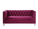 Heibero 67" Loveseat w/2 Pillows, Burgundy Velvet Acme