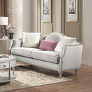Kasa 66.25" Loveseat w/3 Pillows, Beige Linen & Champagne Finish Acme