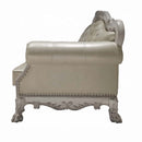 Dresden 63.7" Loveseat w/3 Pillows, Faux Leather & Bone White Finish Acme