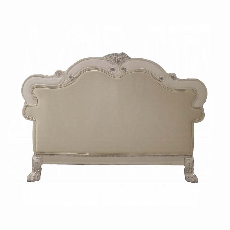 Dresden 63.7" Loveseat w/3 Pillows, Faux Leather & Bone White Finish Acme