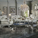 Dresden 63.7" Loveseat w/3 Pillows, Faux Leather & Bone White Finish Acme