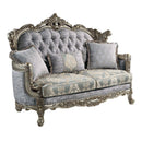 Miliani 73" Loveseat w/3 Pillows, Fabric & Antique Bronze Finish Acme