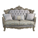 Miliani 73" Loveseat w/3 Pillows, Fabric & Antique Bronze Finish Acme