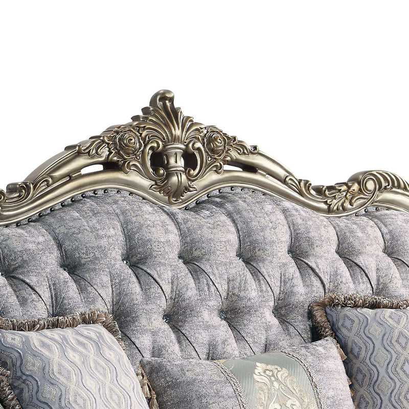 Miliani 73" Loveseat w/3 Pillows, Fabric & Antique Bronze Finish Acme