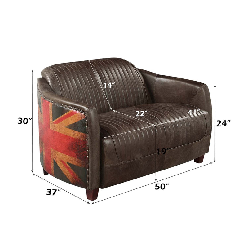 Brancaster 50" Loveseat, Antique Slate Top Grain Leather Acme