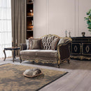 Betria 75" Loveseat w/4 Pillows, Light Green Velvet, Gold & Black Finish Acme