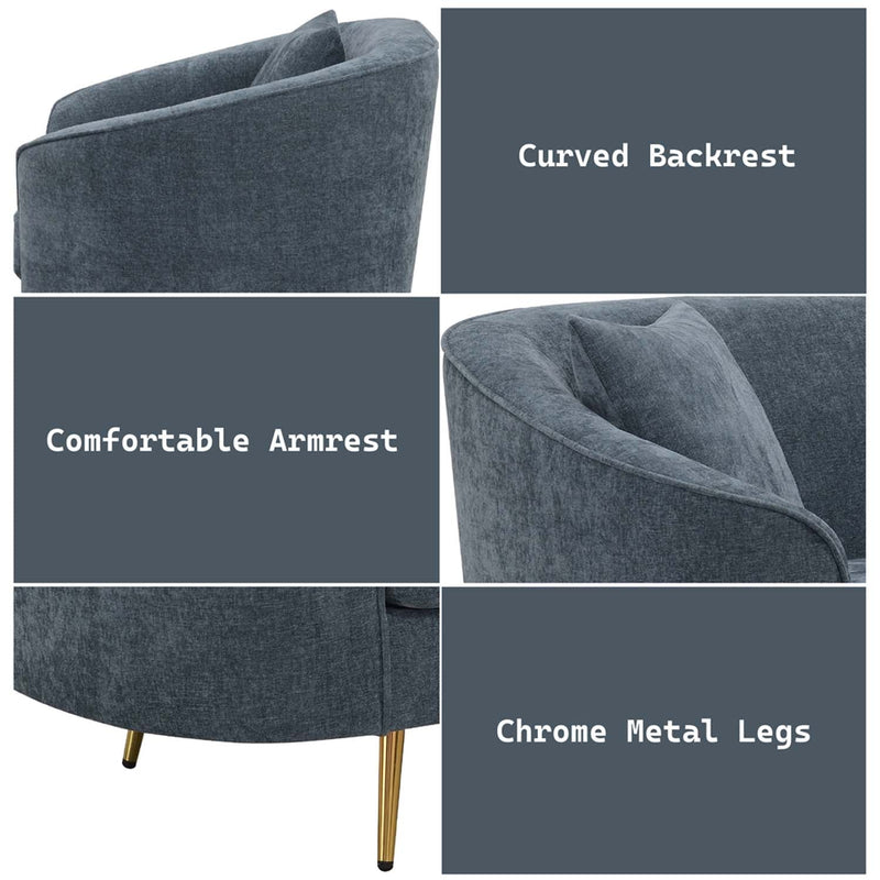 Nakendra 61" Loveseat w/2 Pillows, Cobalt Blue Chenille Acme