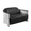 Sedna 50.4" Loveseat, Black Top Grain Leather & Aluminum Acme