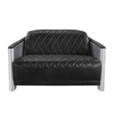 Sedna 50.4" Loveseat, Black Top Grain Leather & Aluminum Acme
