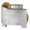 Sedna 50.4" Loveseat, Espresso Top Grain Leather & Aluminum Acme