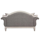 Florian 70.5" Loveseat w/3 Pillows, Gray Fabric & Antique White Finish Acme