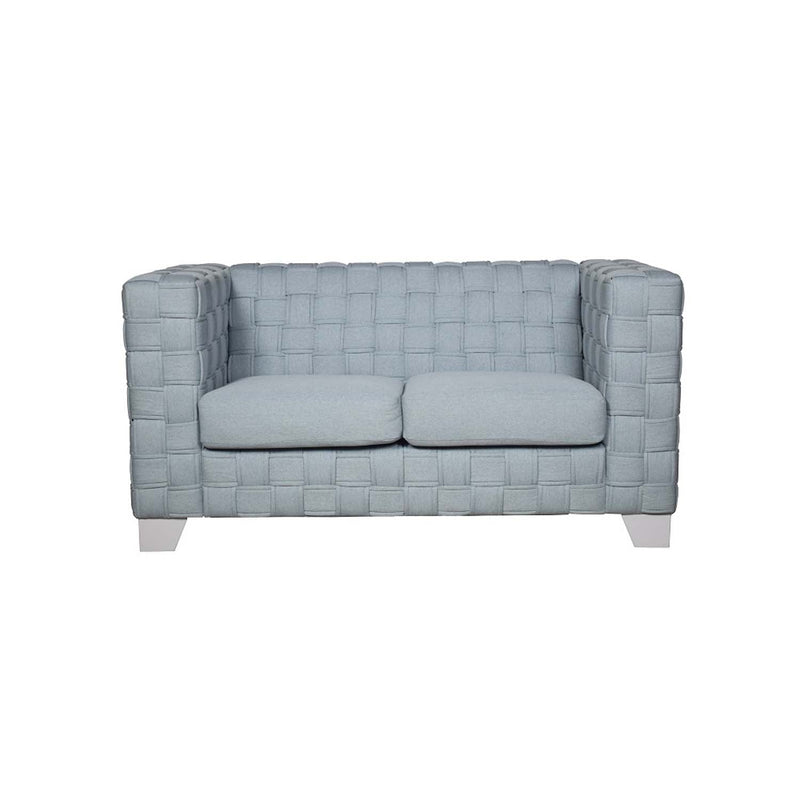 Saree 62.6" Loveseat, Light Teal Chenille & White Finish Acme