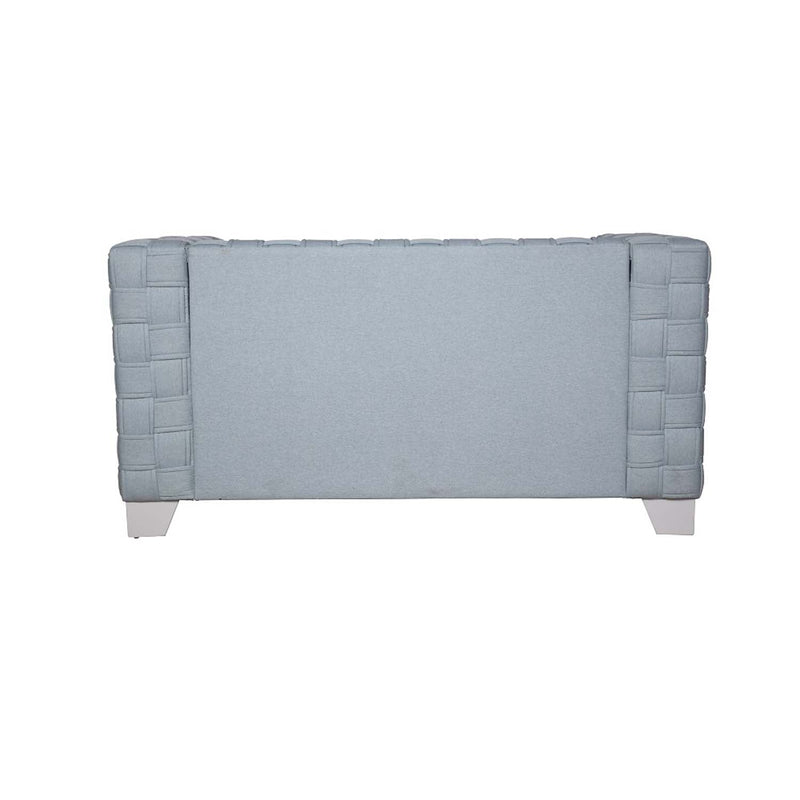 Saree 62.6" Loveseat, Light Teal Chenille & White Finish Acme