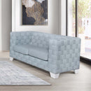 Saree 62.6" Loveseat, Light Teal Chenille & White Finish Acme