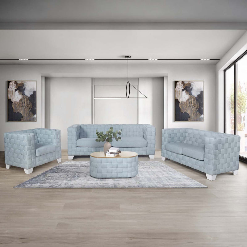 Saree 62.6" Loveseat, Light Teal Chenille & White Finish Acme
