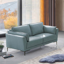 Mesut 68" Loveseat, Sage Green Top Grain Leather & Black Finish Acme