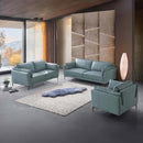 Mesut 68" Loveseat, Sage Green Top Grain Leather & Black Finish Acme