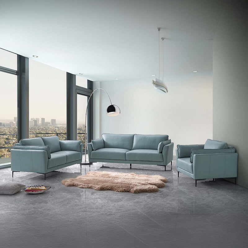 Mesut 68" Loveseat, Sage Green Top Grain Leather & Black Finish Acme