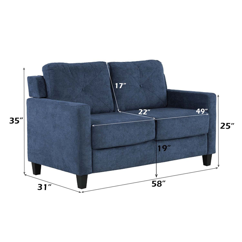 Horatio 58" Loveseat, Navy Chenille Acme