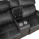 Hirah Motion 75" Loveseat w/Console & USB Port, Dark Gray Polish Microfiber Acme