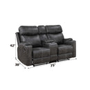 Hirah Motion 75" Loveseat w/Console & USB Port, Dark Gray Polish Microfiber Acme