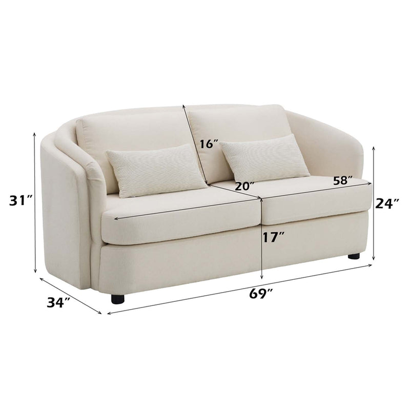 Mariko 69" Loveseat w/2 Pillows, Beige Linen Acme