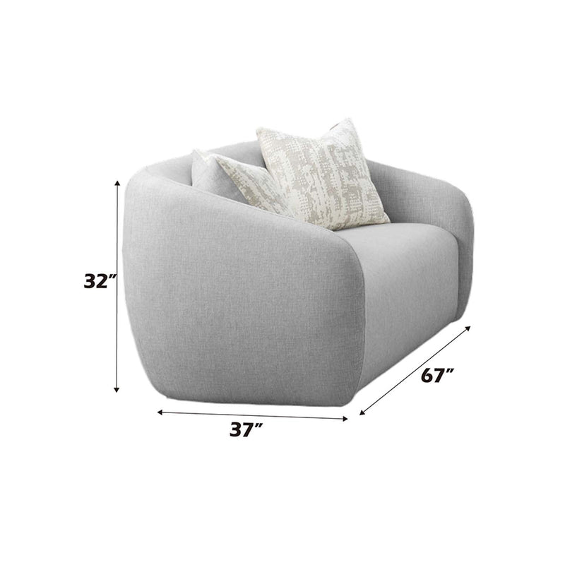Etienne 67" Loveseat w/3 Pillows, Gray Linen Acme