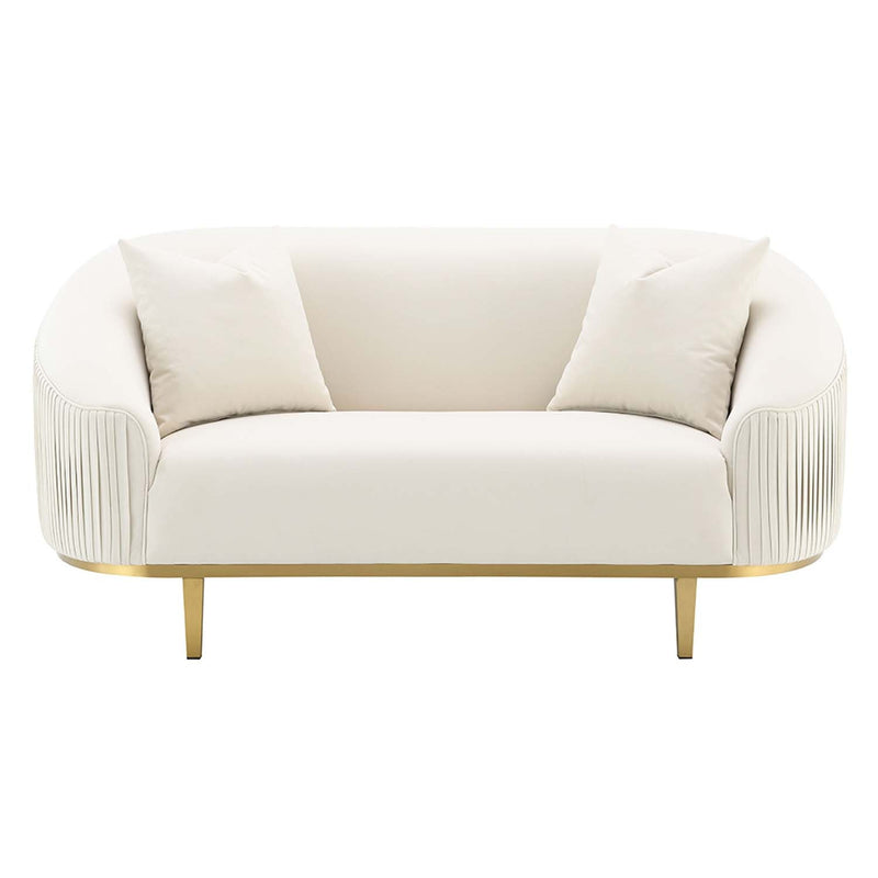 Martina 74" Loveseat w/2 Pillows, Ivory Velvet Acme