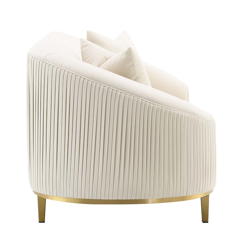 Martina 74" Loveseat w/2 Pillows, Ivory Velvet Acme