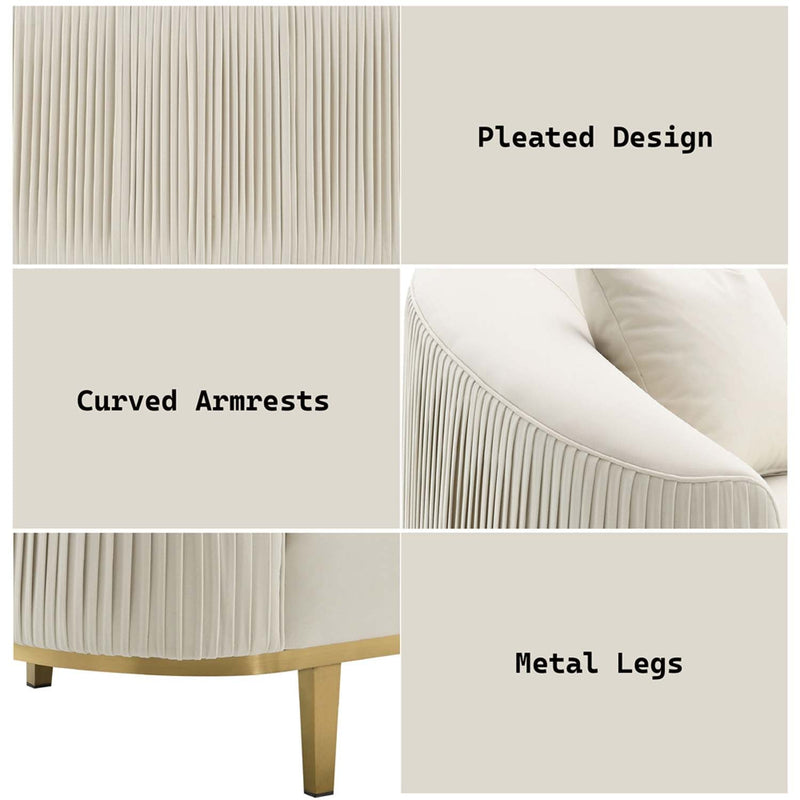 Martina 74" Loveseat w/2 Pillows, Ivory Velvet Acme